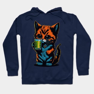 Cartoonish Kitten With Beer Mug Hoodie